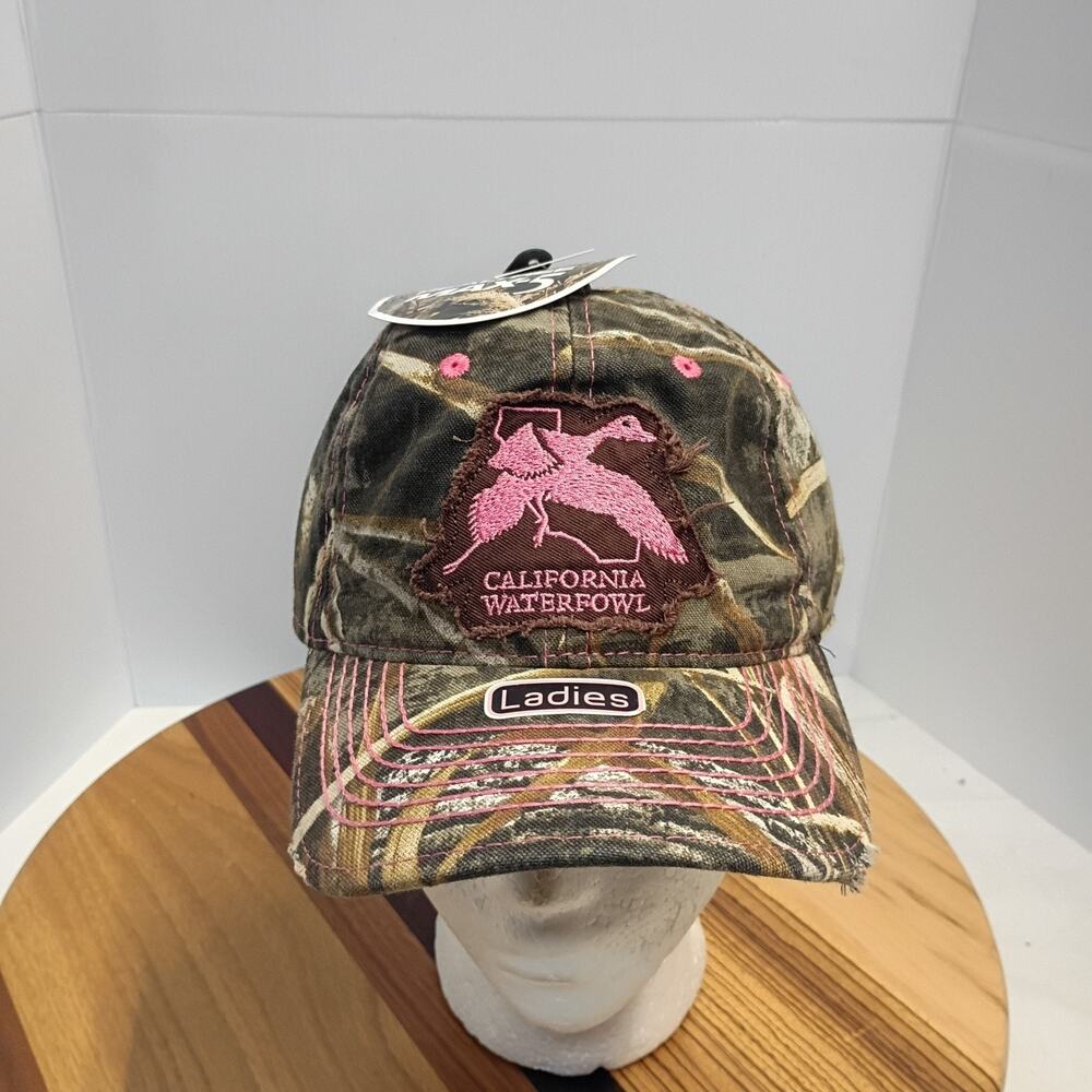 California Waterfowl Womens Camo Pink Baseball Cap Hat Embroidered Logo One Size